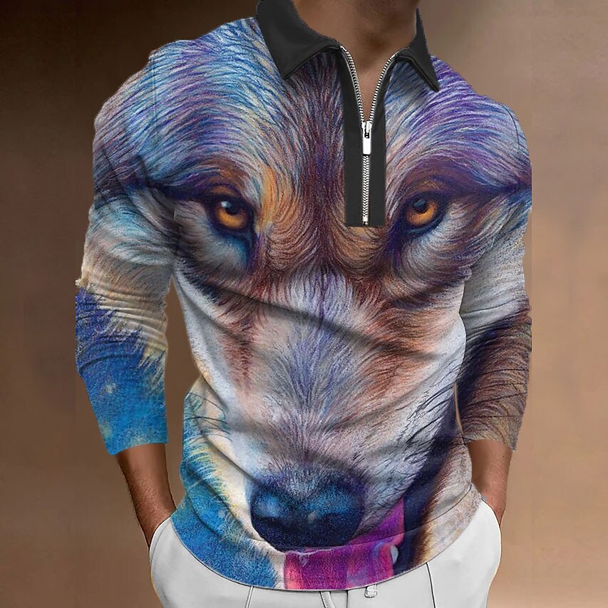 Men's Polo Shirt Golf Shirt Animal Dog Graphic Prints Turndown3D Print