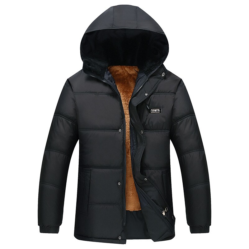 Men's Casual Zipper Windproof  Solid Color Outerwear Warm Coat