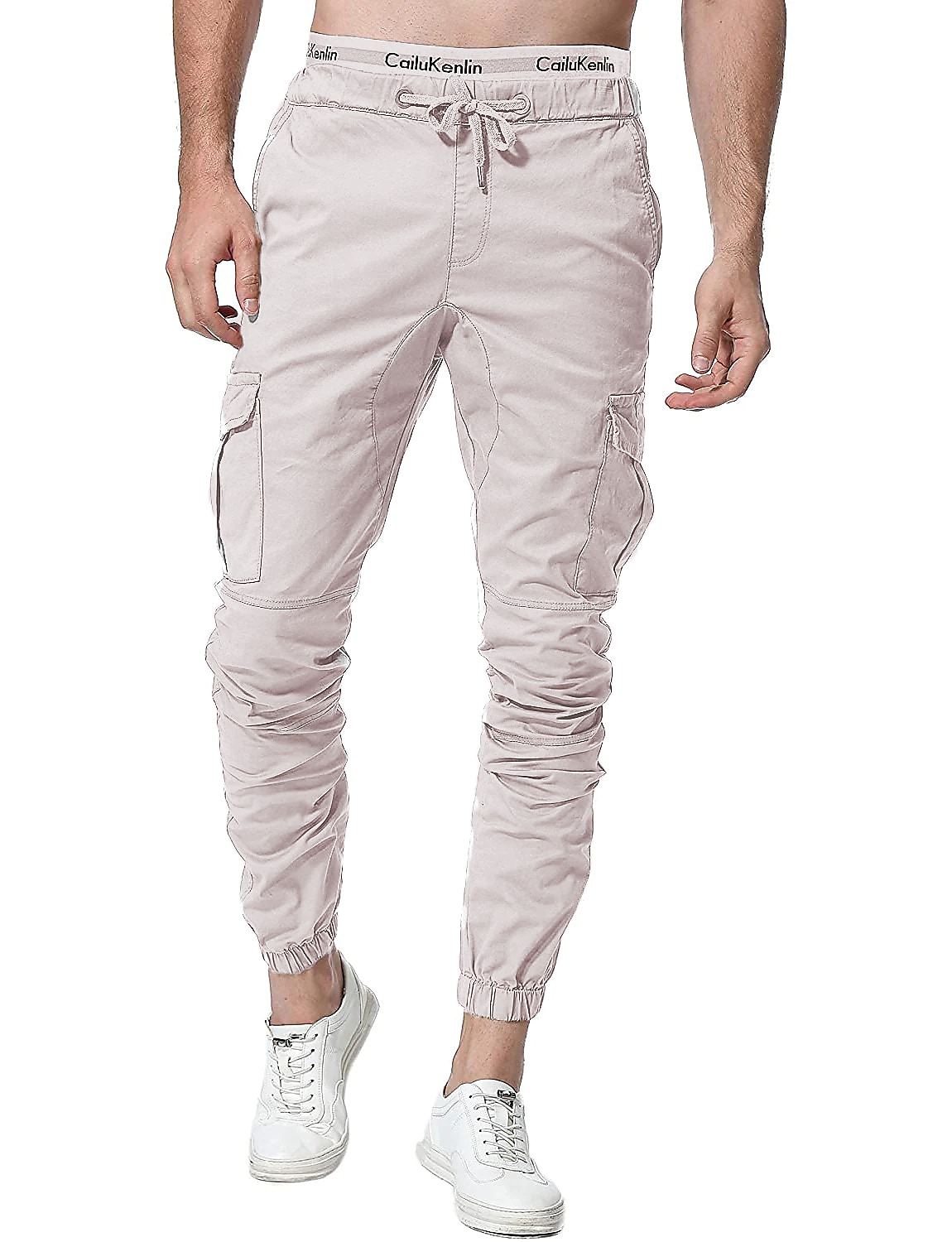 Men's Simple Cotton Blend Elastic Waist Solid Color Sweatpants