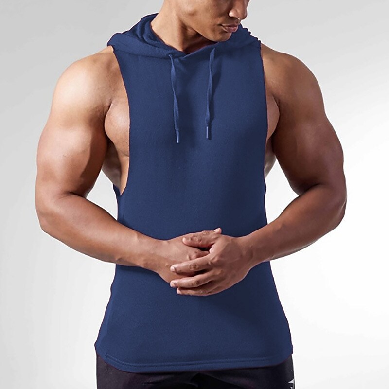 Men's Running Tank Top Sleeveless Hoodie Breathable Quick Dry Moisture