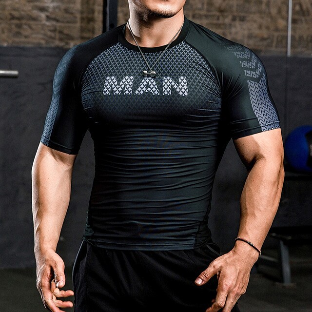 Men's Short Sleeve Athletic Breathable Quick Dry Moisture Wicking Gym 