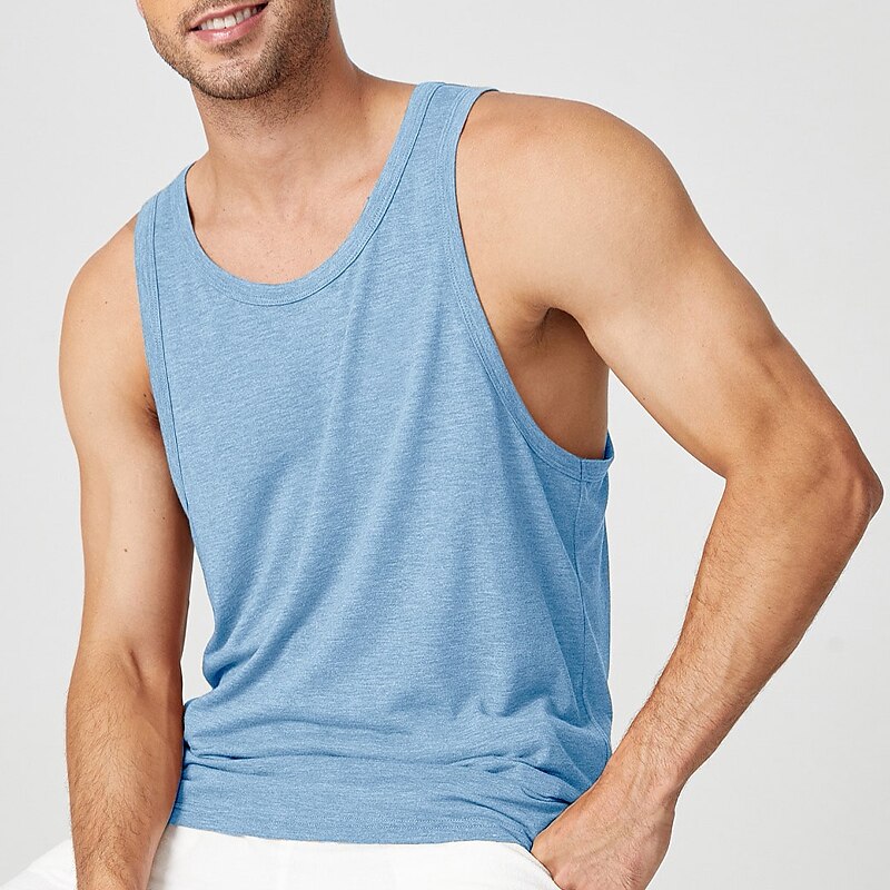Men's Tank Top Sleeveless Shirt Plain U Neck Sports & Outdoor Vacation Sleeveless Fashion Sport Vest Top