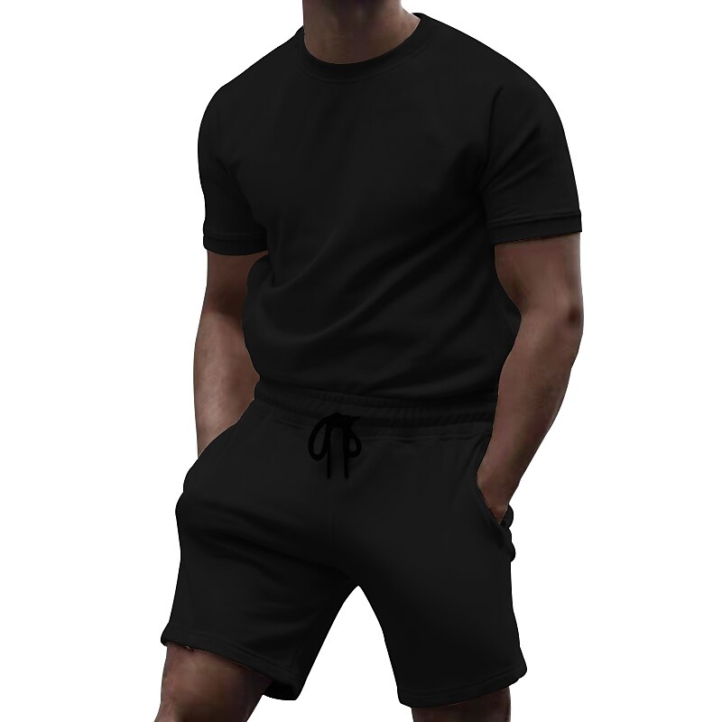 Men's Tracksuit Running T-Shirt With Shorts Sport Suit Moisture Wickin