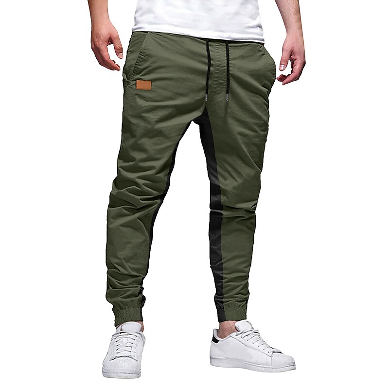 Men's Trousers Casual Jogger Pants Pocket Drawstring Elastic Waist Patchwork Comfort Breathable Outdoor Casual Sports Pants