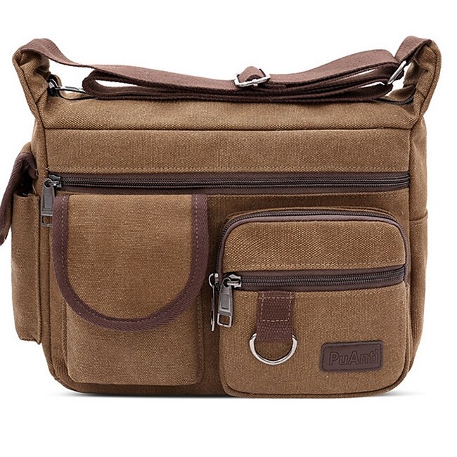 Men's Shoulder Messenger Bag Crossbody Bag Canvas Outdoor Daily Black Brown Green