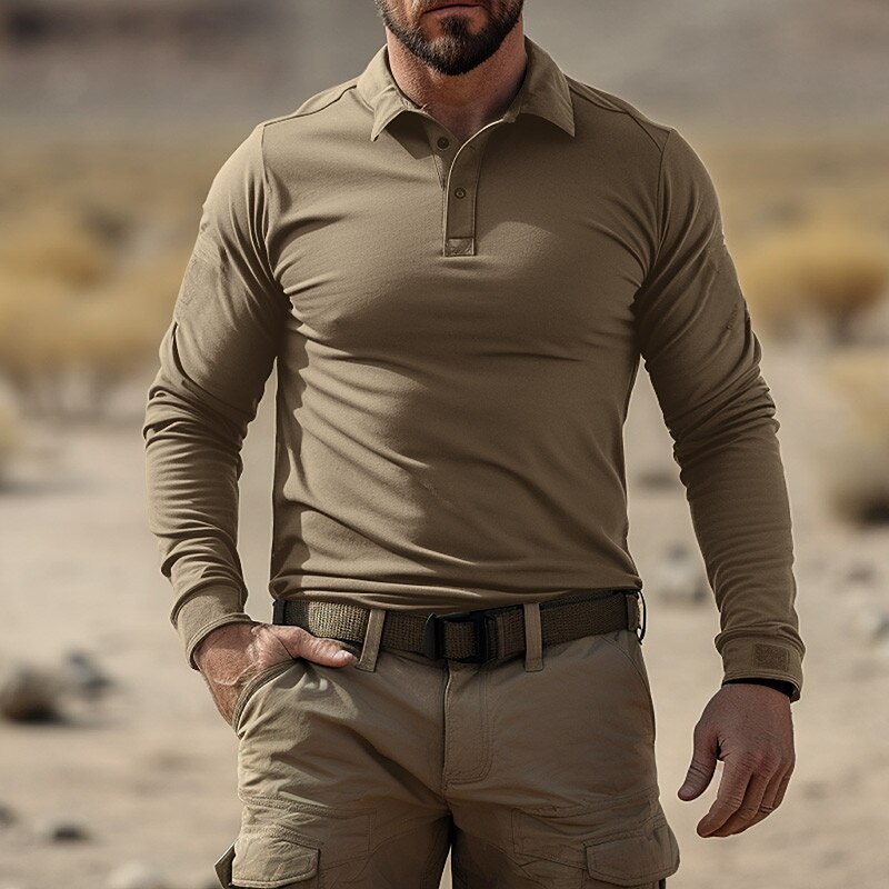 Men's Button Up Polos Golf Shirt Casual Sports Lapel Long Sleeve Fashion Basic Solid Color Plain Button Polos