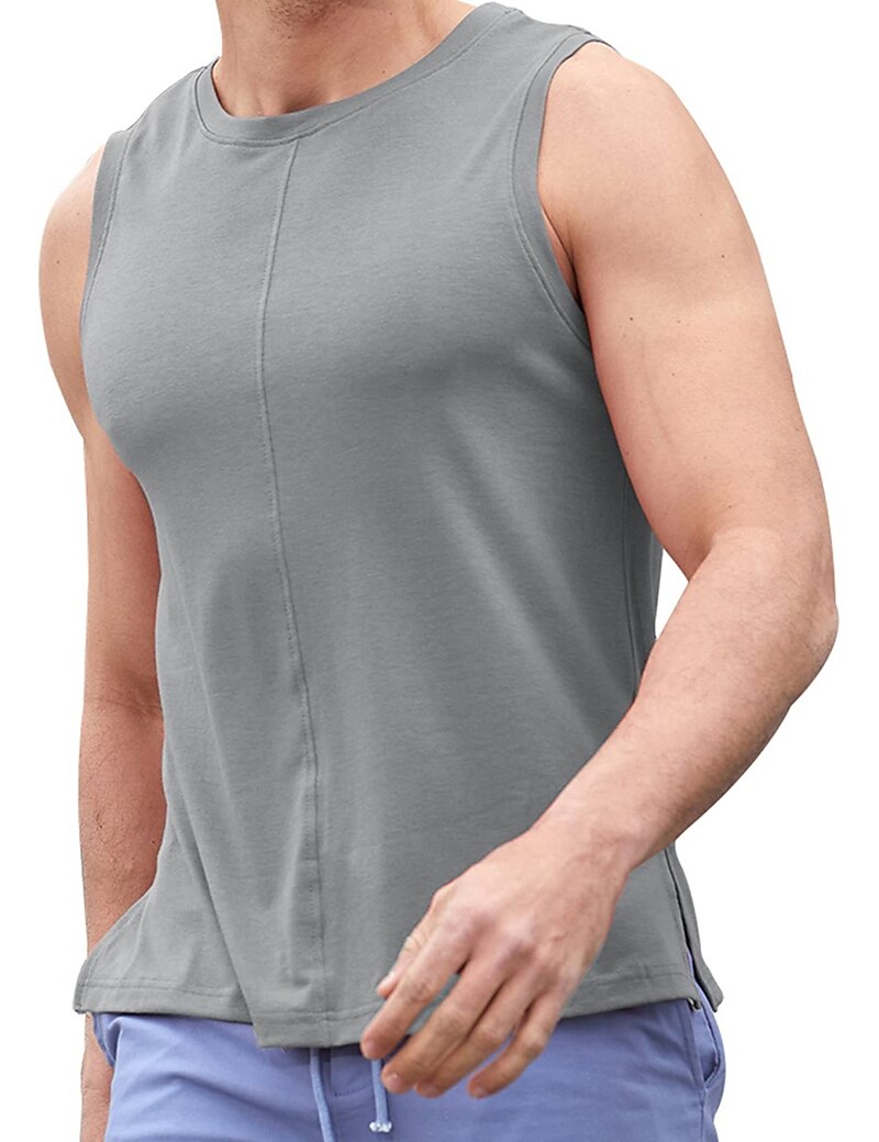 Men's Tank Plain / Solid Crew Neck Outdoor Going out Sleeveless Clothing Apparel Fashion Designer Muscle Top