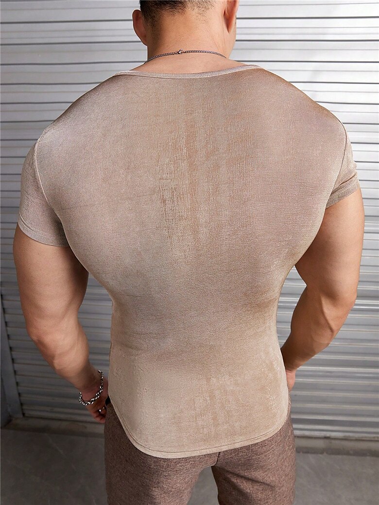 Men's Henley Shirt Tee Top Plain Henley Street Vacation Short Sleeves Clothing Apparel Fashion Designer Basic Top