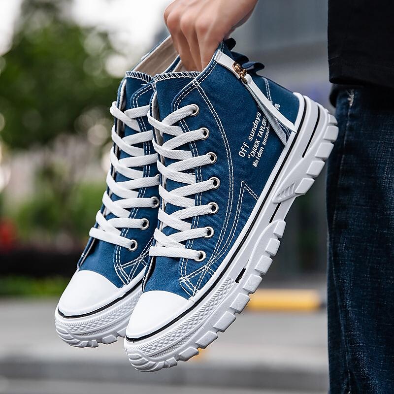 2022 summer new korean version breathable high-top men's canvas shoes trend casual board shoes all-match student single shoes