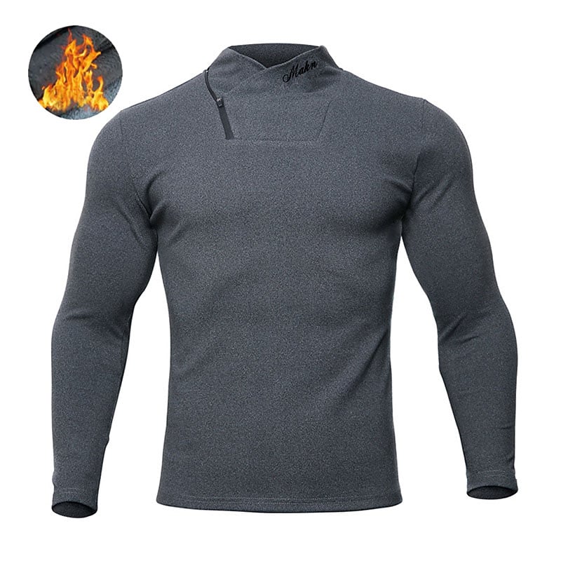 Men's Casual Letter Stand Collar Sport Vacation Long Sleeve Shirt
