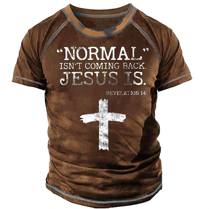 Men's 3D Print Graphic Patterned Letter Crew Neck Short Sleeve Tops 