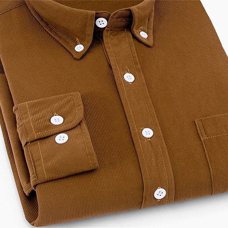 Men's Casual Lapel Solid Color Long Sleeve Button-Down Simple Shirt