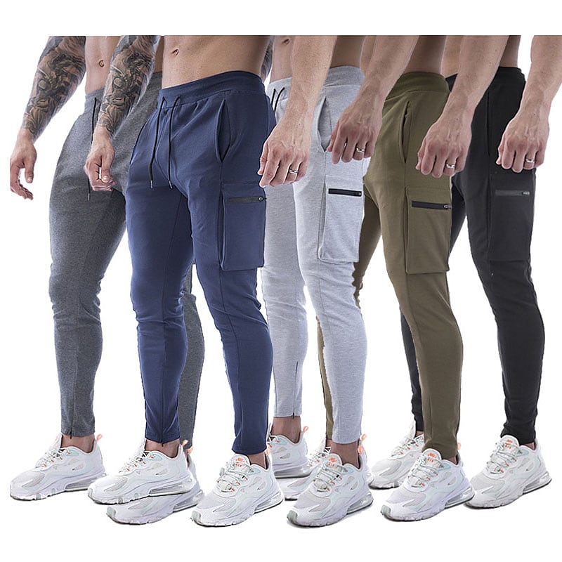 Men's Pocket Drawstring Solid Color Full Length Micro-elastic Pant
