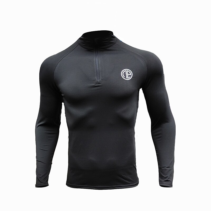 Men's Sport Stand Collar Zipper Long Sleeve Casual T-shirt