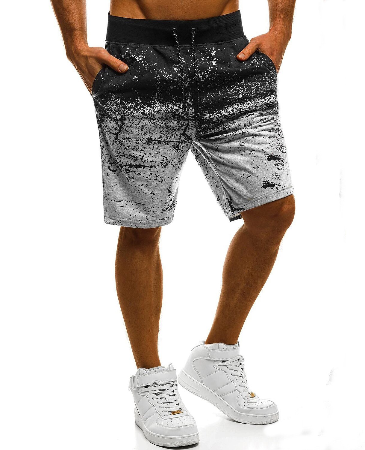 Men's Gym Shorts Sweat Shorts Drawstring Bottoms Athletic Athleisure Breathable Quick Dry Moisture Wicking Fitness Gym Workout Running Sportswear Activewear Graffiti Red Dark Gray Light Grey