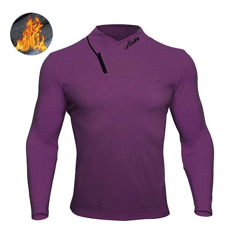 Men's Casual Letter Stand Collar Sport Vacation Long Sleeve Shirt