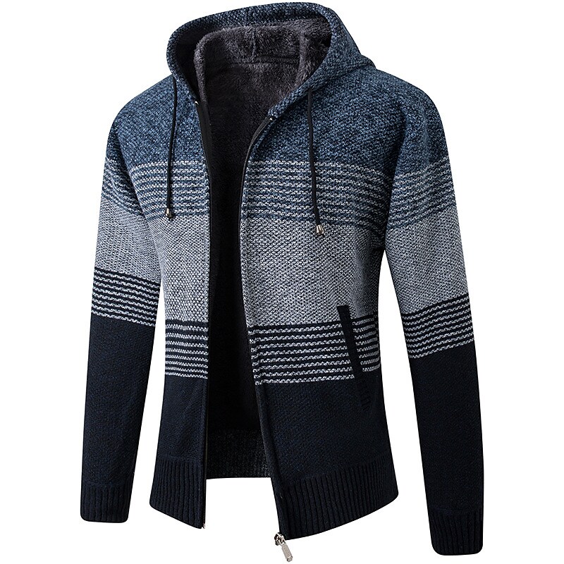 Men's Knitted Hooded Warm Long Sleeve Long Sleeve Cardigan Sweater