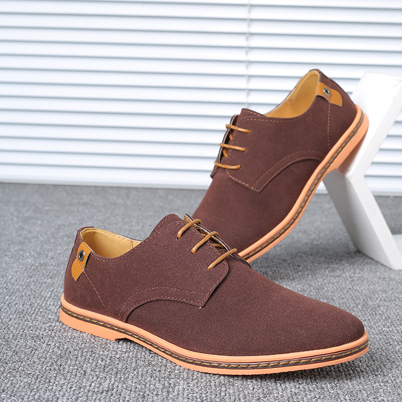 autumn new men's casual shoes british men's shoes single shoes suede leather tendon sole large size foreign trade business leather shoes