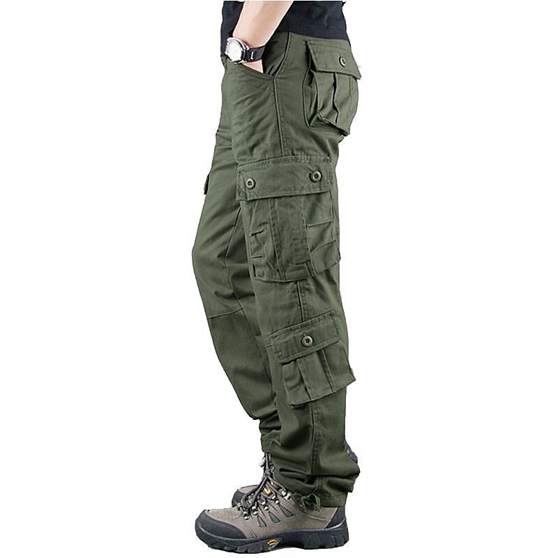 Men's Drawstring Multi Pocket Leg Solid Color Camouflage Pants
