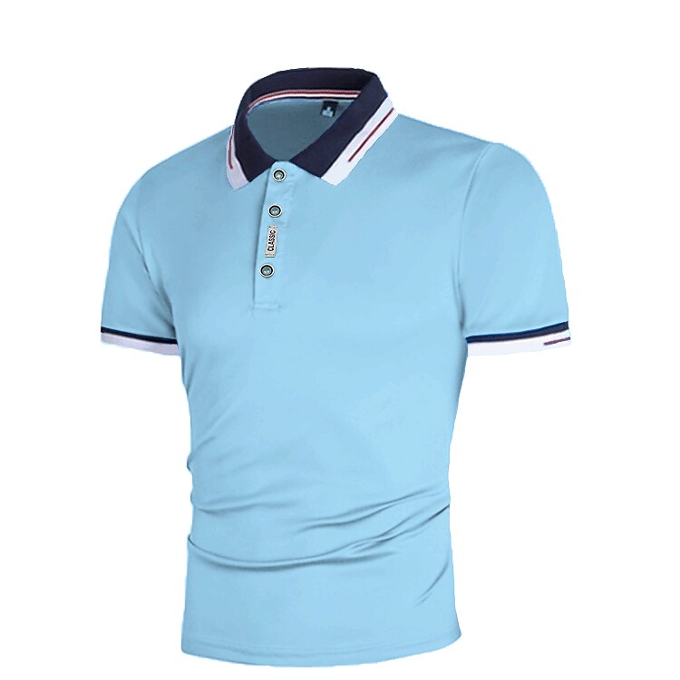 Men's Polo Golf Shirt Outdoor Daily Polo Collar Ribbed Polo Collar Short Sleeve Casual Solid Color Button Front Regular Fit Polo