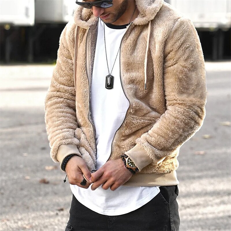 Men's Hoodie Fuzzy Sherpa Zipper Zipper Long Sleeve Sweatshirts