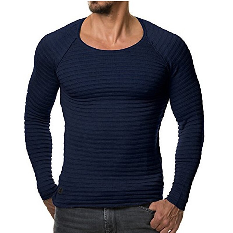 Men's T shirt Long Sleeve Shirt Plain Crew Neck Casual Long Sleeve Sports Lightweight Muscle Top