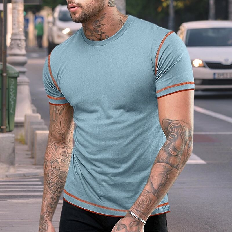 Men's T shirt Plain Raglan Sleeve Crew Neck Street Vacation Short Sleeves Clothing Apparel Fashion Designer Basic Top 