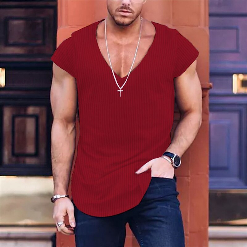 Men's Tank Top Gym Shirt Muscle Shirt Plain V Neck Sports & Outdoor Sl