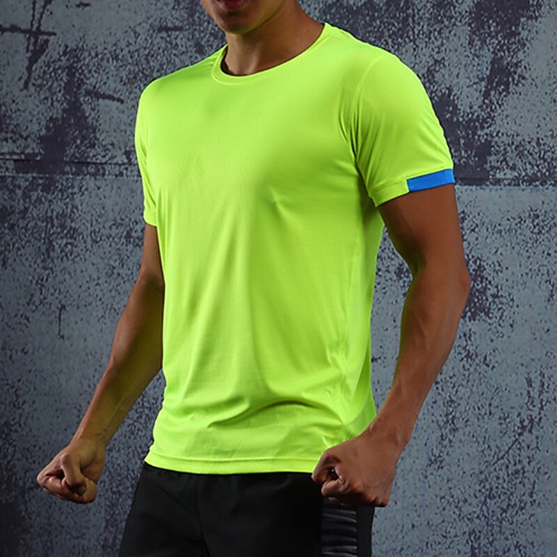 Men's Running Shirt Short Sleeve Athletic Breathable Soft Quick Dry Gym Workout Running Jogging Sportswear 