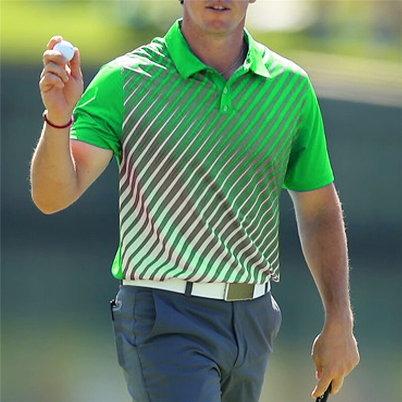 Men's Polo Shirt Gradient Striped Graphic Prints Turndown Outdoor Street Short Sleeves Print Golf Shirt