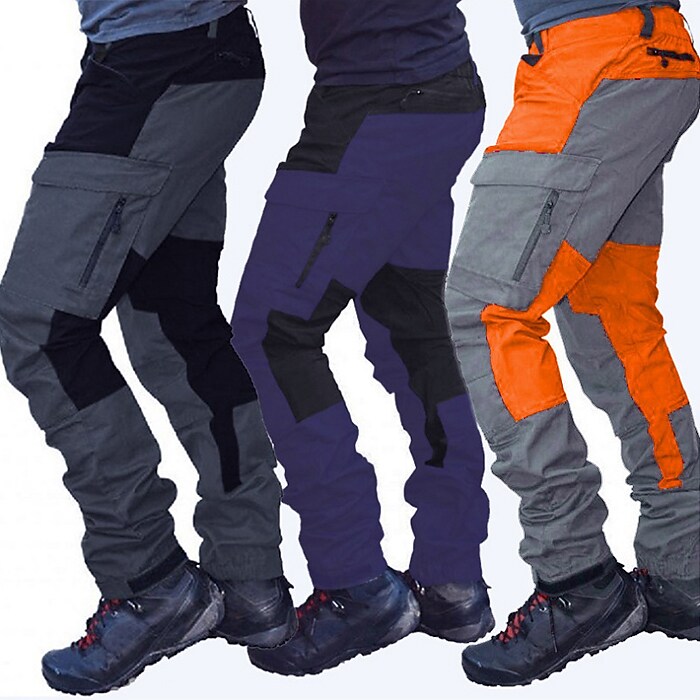 Men's Cargo Work Track Pants Color Block Outdoor Ripstop Breathable Multi Pockets Sweat wicking Bottoms 6 Pockets Zipper Pocket Cotton Work Hunting Fishing 