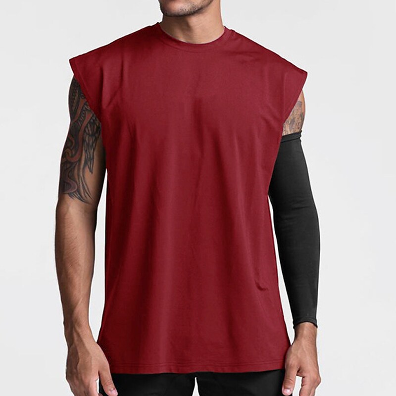 Men's Tank Top Vest Top Undershirt Plain Crew Neck Sport Daily Sleevel