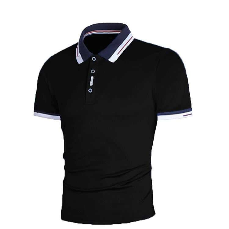 Men's Polo Golf Shirt Outdoor Daily Polo Collar Ribbed Polo Collar Short Sleeve Casual Solid Color Button Front Regular Fit Polo