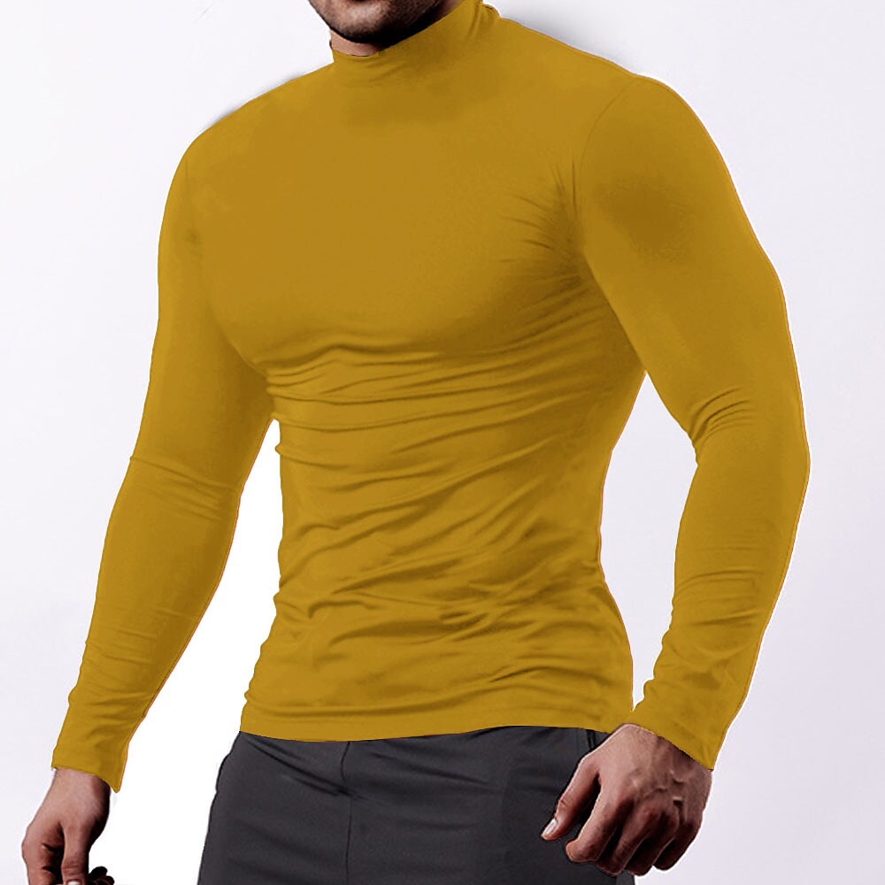 Men's Sport Solid Color Stand Collar Long Sleeve Cotton Shirt