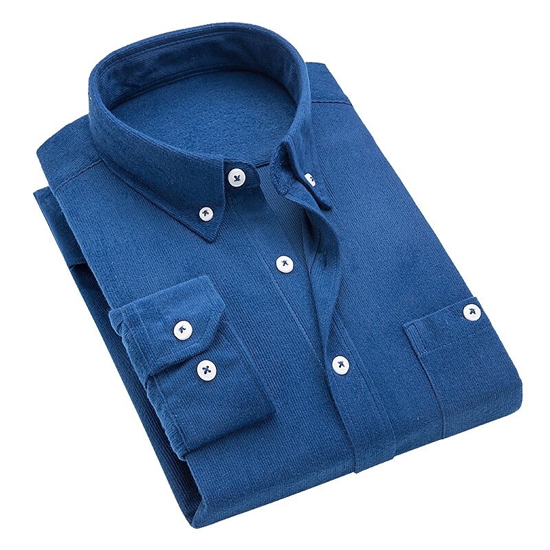 Men's Casual Lapel Solid Color Long Sleeve Button-Down Simple Shirt