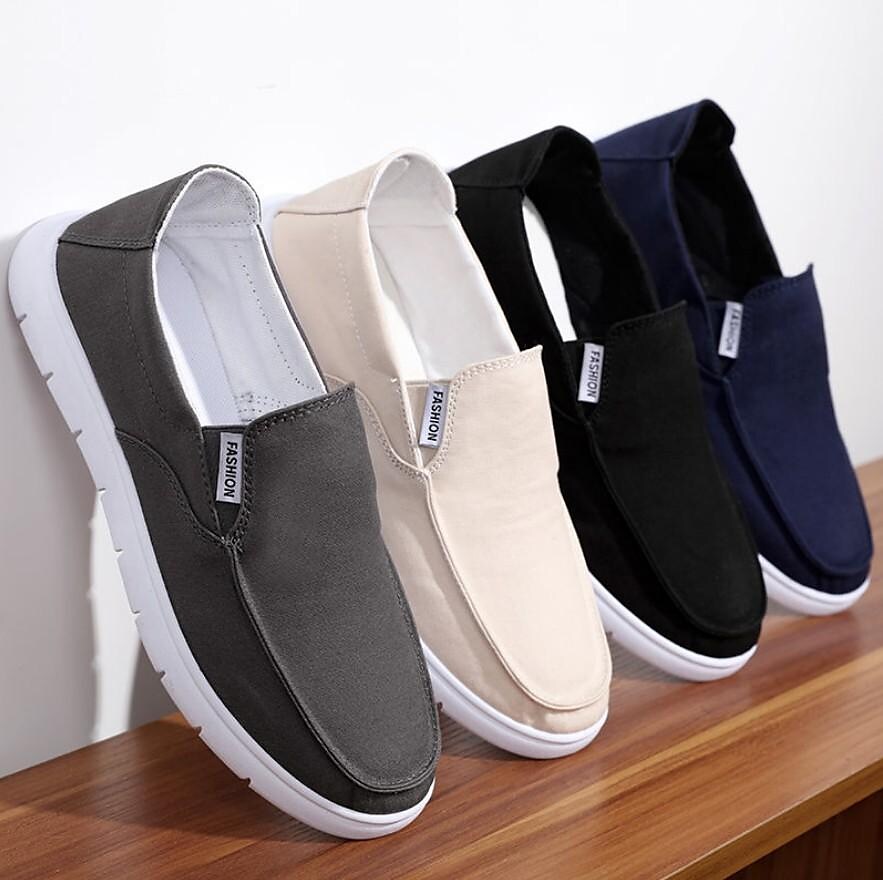 spring and summer canvas shoes men's korean version of the trend of all-match a slip-on shoes casual deodorant old beijing cloth shoes men