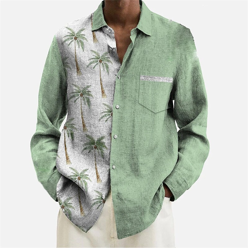 Men's Outdoor Print Street Long Sleeve Button-Down Breathable Shirt