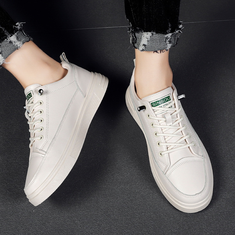 shoes men's 2022 spring new trend all-match small white shoes men's korean version breathable leather casual sneakers wholesale