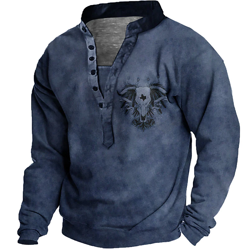 Men's Pullover Button Up Hoodie Animal Graphic Hoodies Sweatshirts