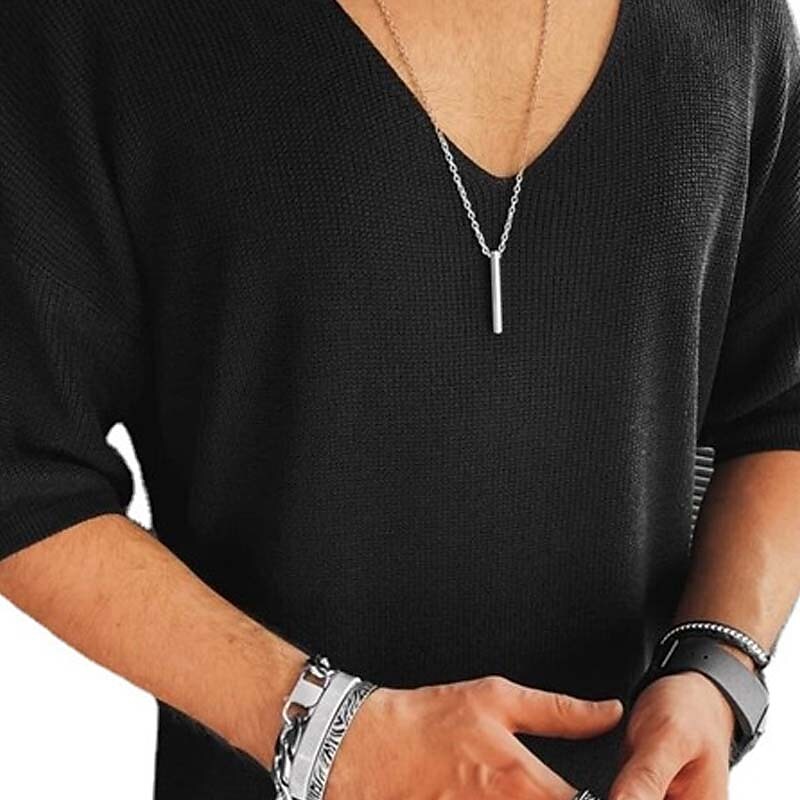 Men's Solid Color V Neck Casual Daily Half Sleeve Tops