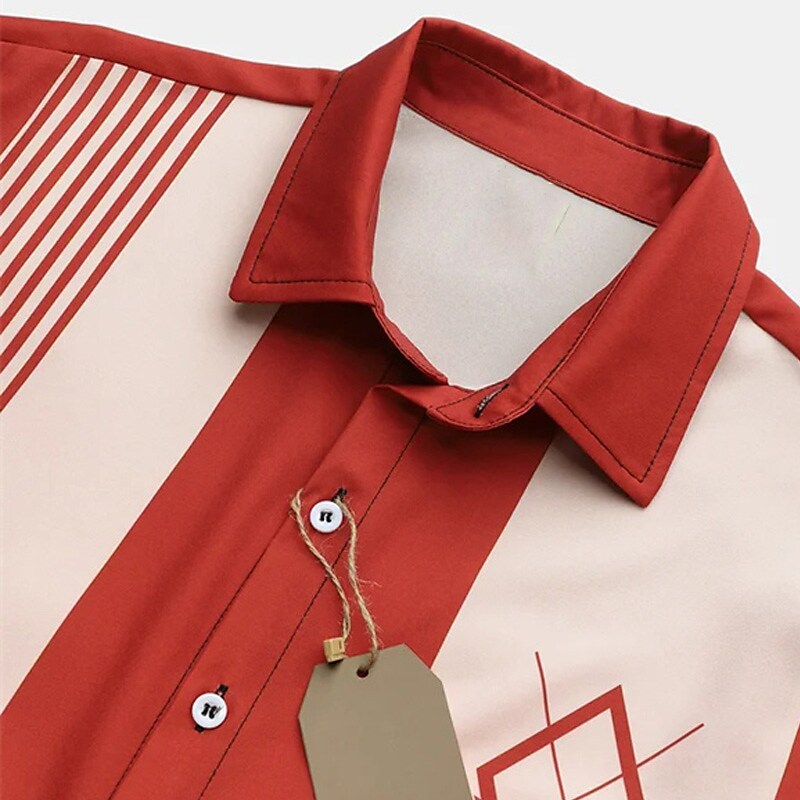 Men's Summer Hawaiian Shirt Bowling Shirt Button Up Shirt Summer Shirt Casual Shirt Light Green Red Dark Navy Royal Blue Blue Short Sleeve Color Block Turndown Street Vacation Button-Down Clothing