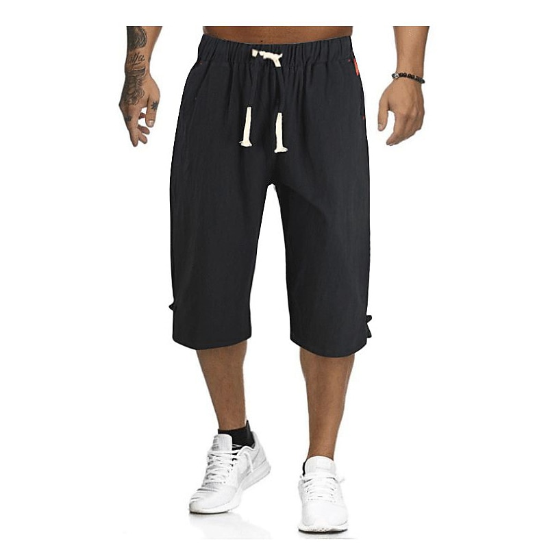 Men's Casual Shorts Solid Color Beach Shorts Daily Wear Short Half Pants Sports Mid Outdoor Elastic Waist Green 3XL