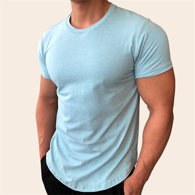 Men's T shirt Plain Crew Neck Street Vacation Short Sleeves Designer Basic Top 