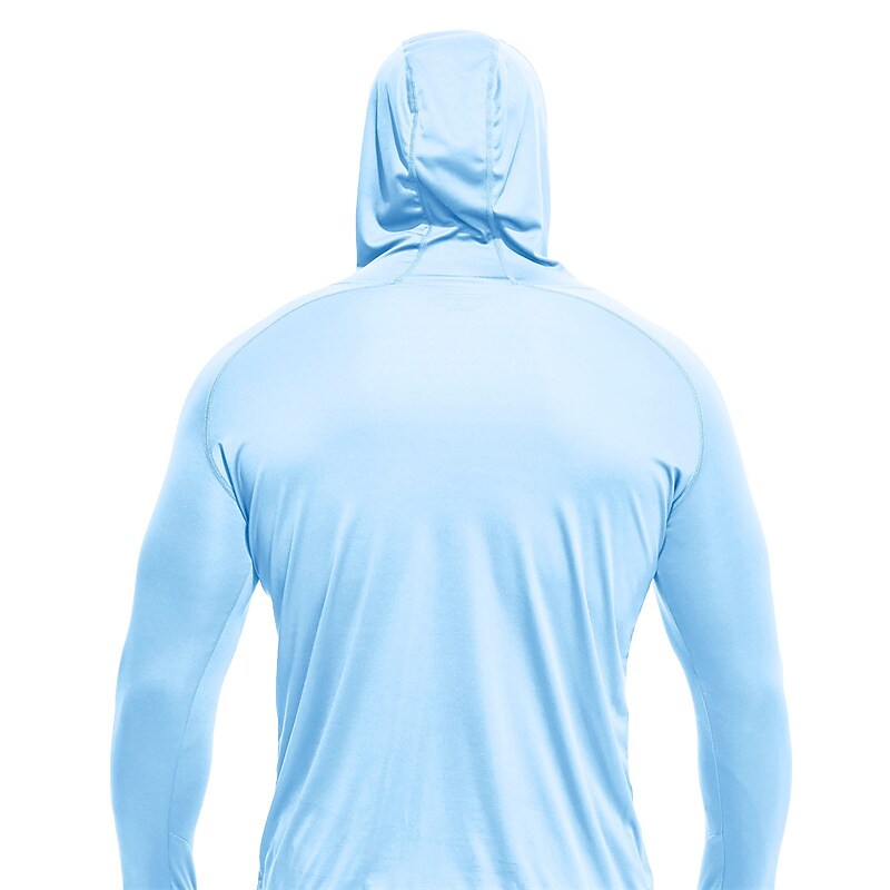 Men's Hoodie Jacket Hooded Outdoor Long Sleeve UV Protection Breathable Lightweight Sweat wicking Quick Dry Top Summer Spring Outdoor Fishing Black White Sky Blue