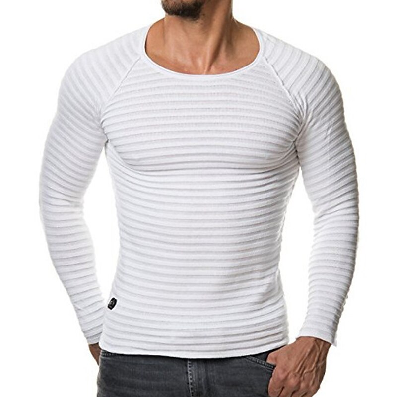 Men's T shirt Long Sleeve Shirt Plain Crew Neck Casual Long Sleeve Sports Lightweight Muscle Top