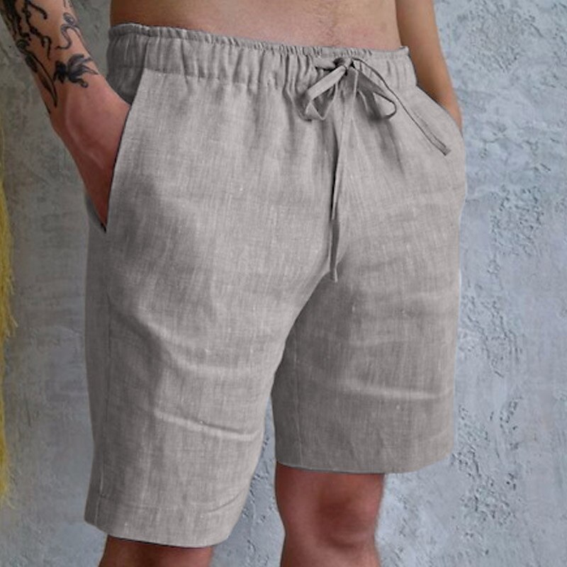 Men's Summer Shorts Pocket Drawstring Elastic Waist Plain Comfort Breathable Casual Holiday Going out Shorts