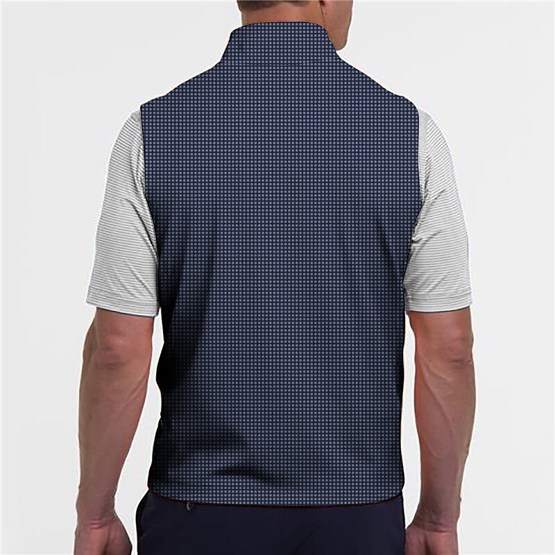 Men's Polo Shirt Plaid Turndown  Print Casual Daily Sleeveless Zipper Print  Fashion Casual Golf Shirt