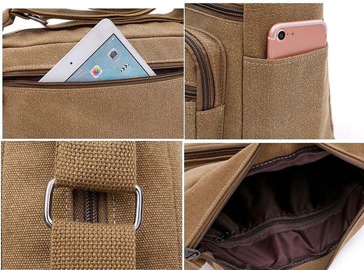 Men's Shoulder Messenger Bag Crossbody Bag Canvas Outdoor Daily Black Brown Green