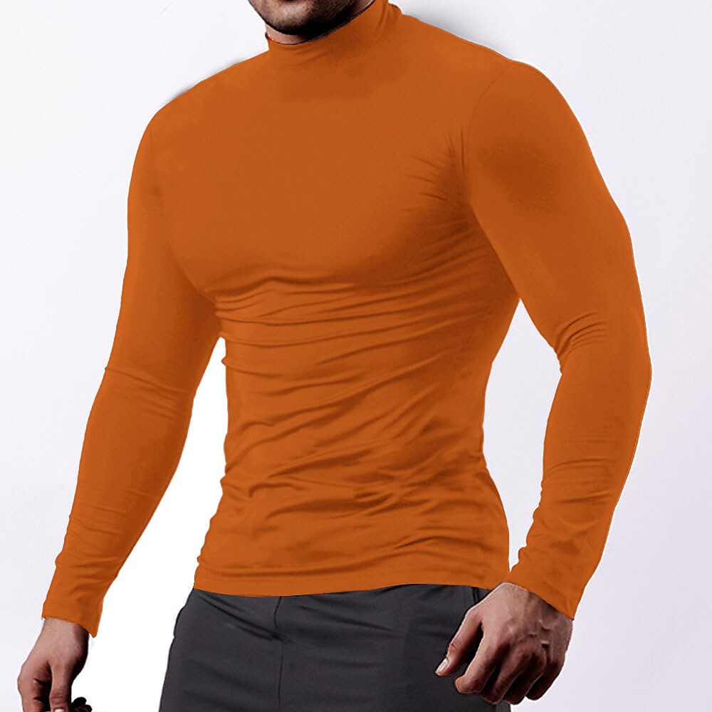 Men's Sport Solid Color Stand Collar Long Sleeve Cotton Shirt