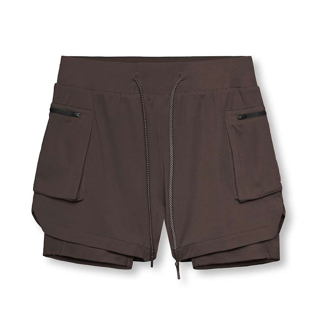 Men's Running Gym Shorts Drawstring 2 in 1 Shorts Athletic Breathable Soft Quick Dry Yoga Fitness Sportswear 